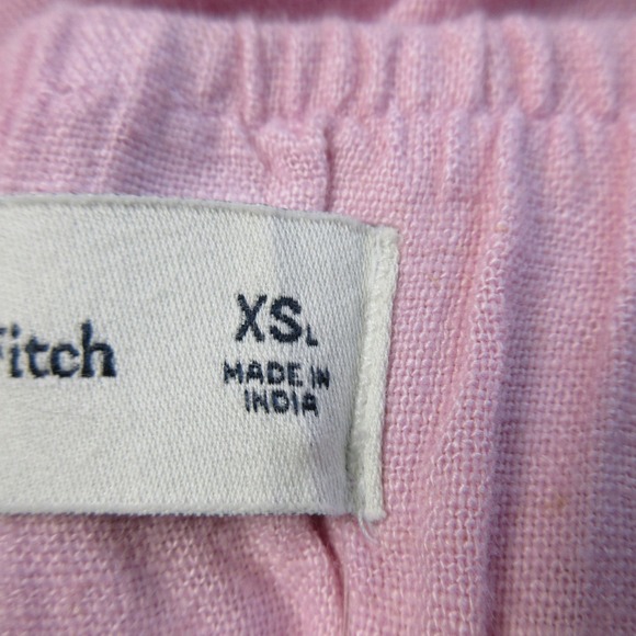 Abercrombie & Fitch Wide Leg Women XS Long Pink Linen Pull On Lounge Boho 344 - Picture 6 of 11